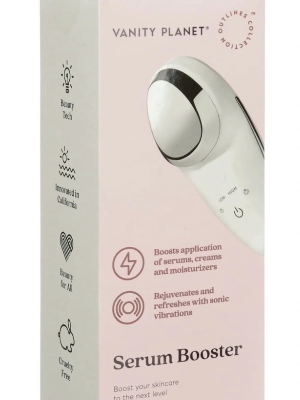 Vanity Planet Serum Booster Face Massager Sonic Vibrations Soften Refresh Skin